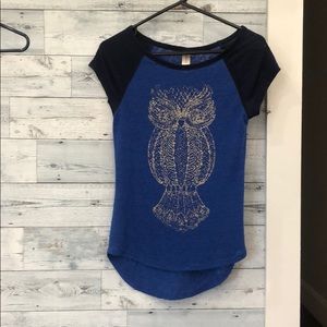 Navy Blue Golden Owl Print Shirt